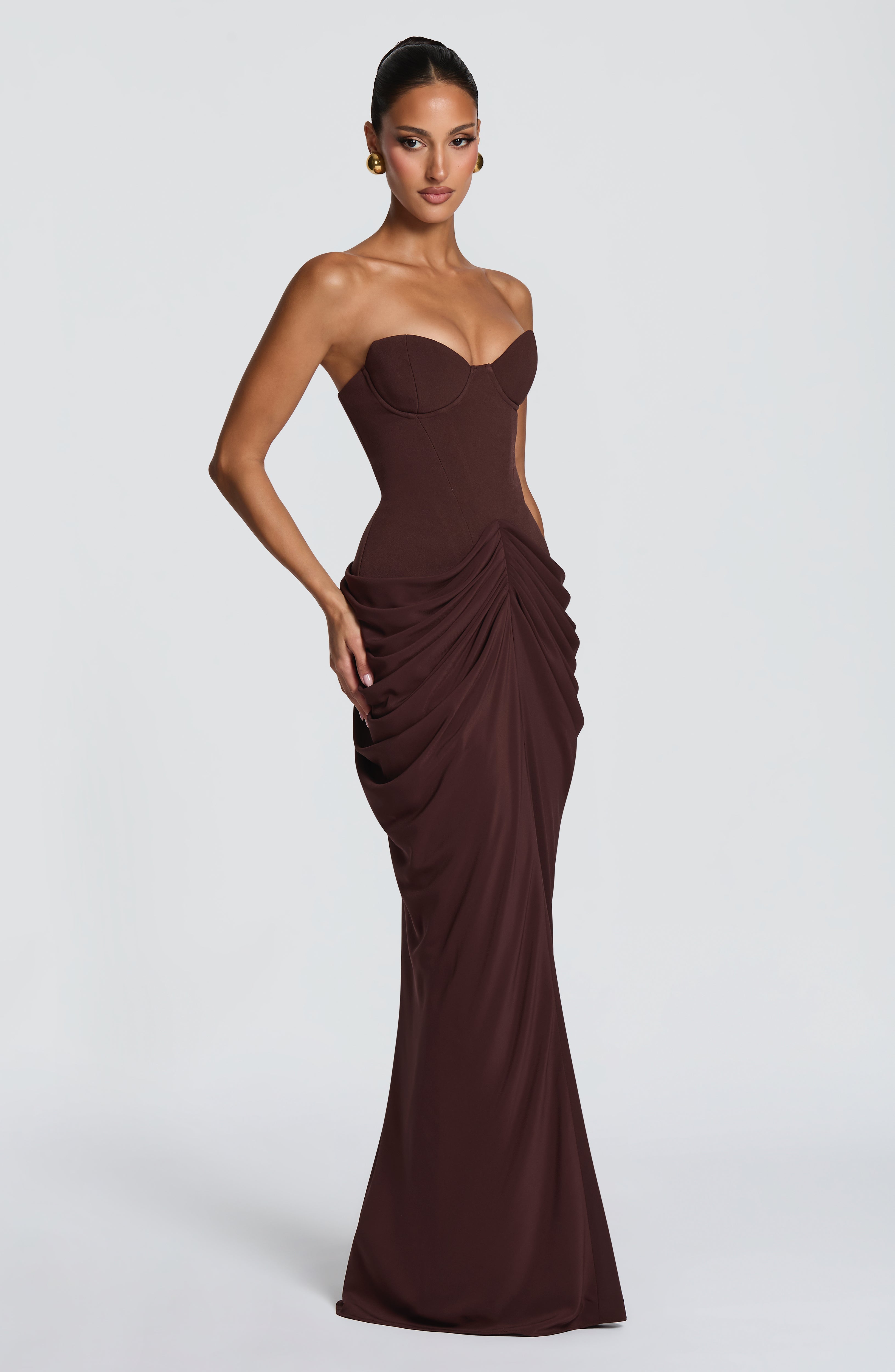 Chiara Maxi Dress - Plum Brown